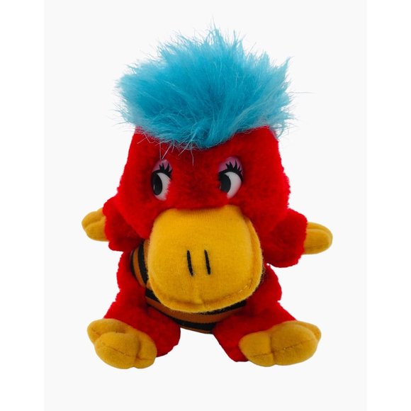 Cloud 9 Red Bird Blue Hair Soft Stuffed Animal Plush Toy Pet Striped Shirt - Picture 3 of 10